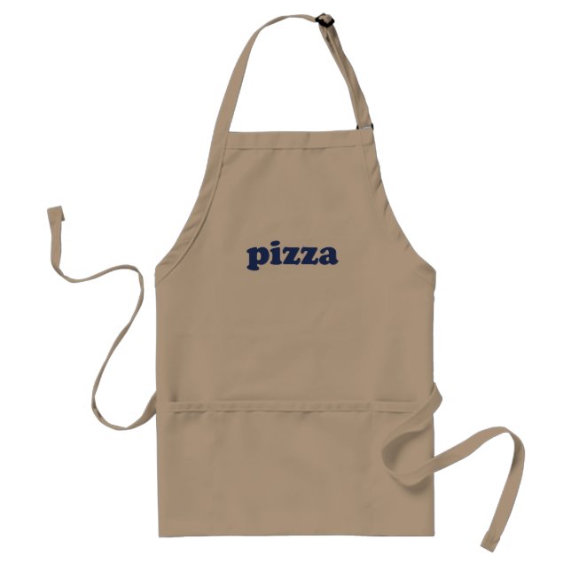 Tablier Pizza kaki bleu typographie moderne solide drôle (Devant)
