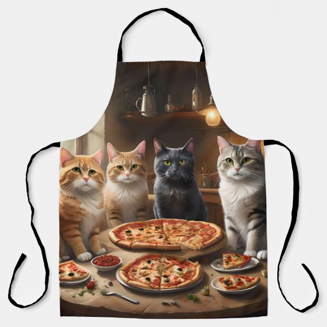 Tablier "Pizza Paw-ty : Quatre Chats Creusent !" (Recto)