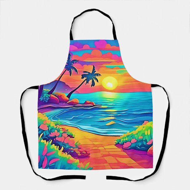 Tablier Plage de coucher de soleil tropicale (Recto)