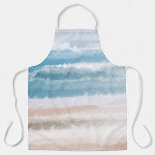 Tablier Plage de sable Vagues océaniques Aquarelle abstrai
