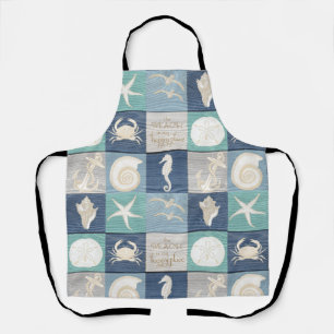 Tablier Plage Joyeux Lieu Blue Aqua Old Wood Sea Apron