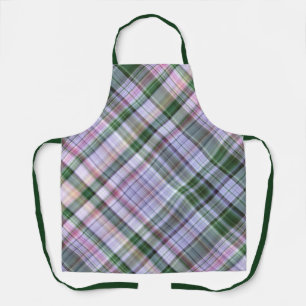 Tablier Plaid bleu sauvage bleu, rose et vert