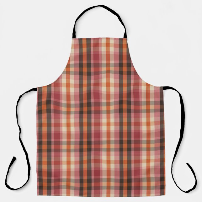 Tablier Plaid Brown rose orange crème (Recto)