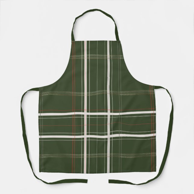 Tablier Plaid Cosy Cabine Forest Green Cuisinier tradition (Recto)