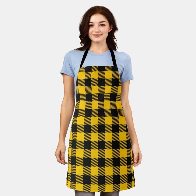 Tablier Plaid de buffle jaune (Porté)