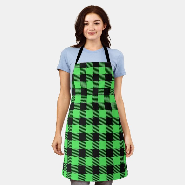 Tablier Plaid de buffle vert Apron (Porté)