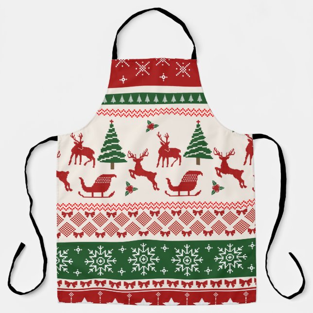 Tablier Plaid de Noël Nordique Motif Renne (Recto)
