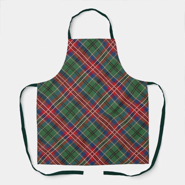 Tablier Plaid élégant Rouge Vert Tartan rustique (Recto)