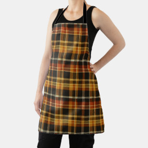 Tablier Plaid en terre cuite jaune et buffle de tarte noir
