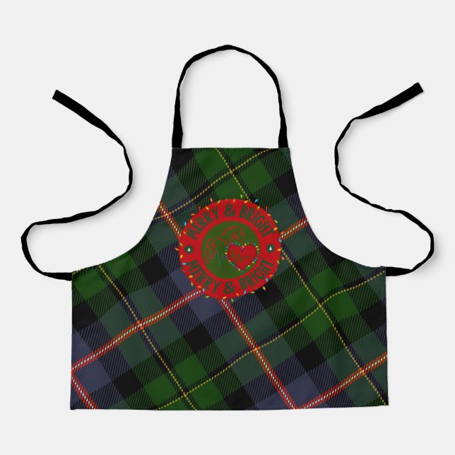 Tablier Plaid Merry Christmas& Bright Apron (Recto)