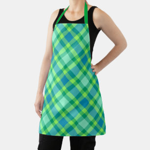 Tablier Plaid Moderne Du Milieu Du Siècle, Jade Green & Tu