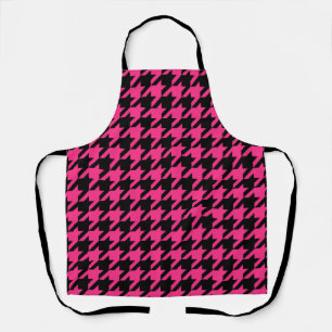 Tablier Plaid pied de poule noir et rose 