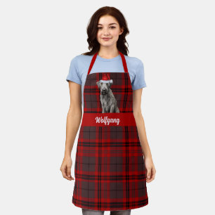 Tablier Plaid Rouge de Noël Lutin Loup Santa Chien de Noël