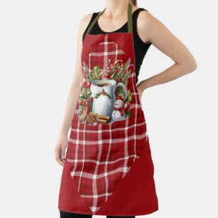 Tablier Plaid rouge et petit cerf endormi