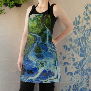 Tablier Plan d'impression recto verso Blue Green Swirl