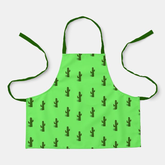 Tablier Plante Cactus sur vert clair (Recto)