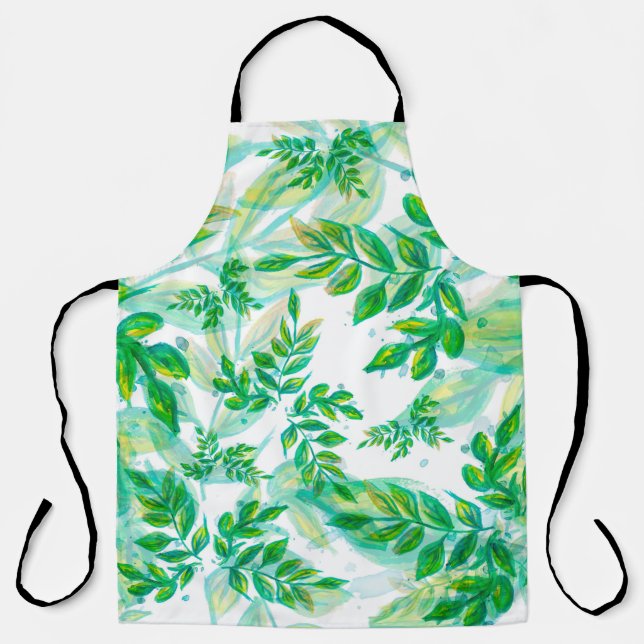 Tablier plante de nature motif feuille vert (Recto)