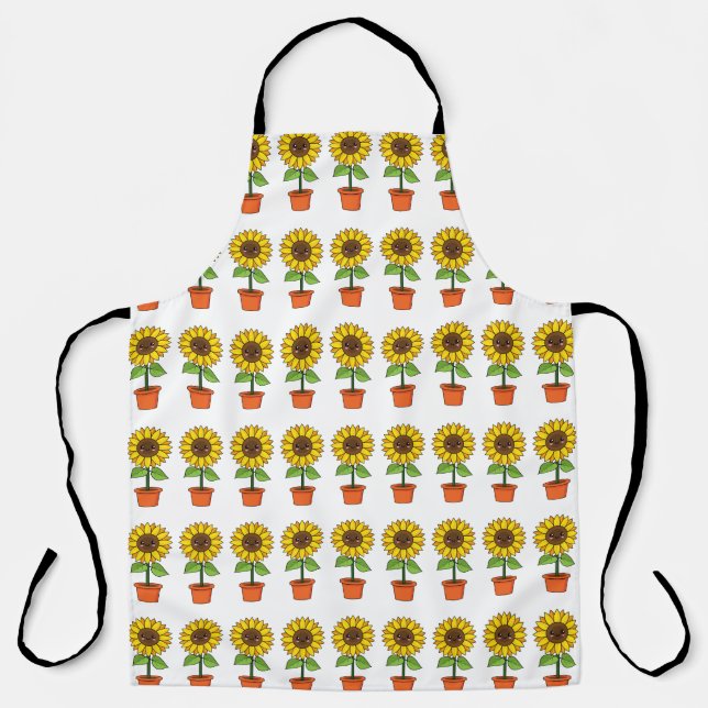 Tablier Plante de tournesol Kawaii dans un pot (Recto)