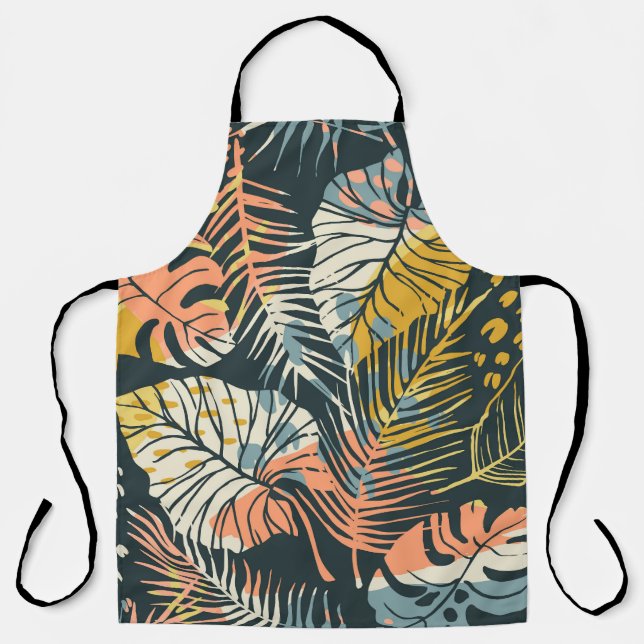 Tablier Plantes tropicaux : motif artistique abstrait. (Recto)