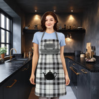 Plaqué blanc noir sophistiqué avec motif de théièr