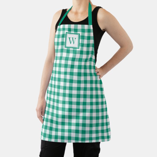 Tablier Plat vert Monogramme moderne (Insitu)