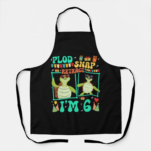 Tablier Plod Snap Retrait I'm 6 Turtle Kid 6e anniversaire (Recto)
