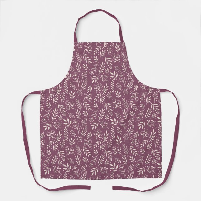 Tablier Plum bouché Motif botanique - Apron (Recto)