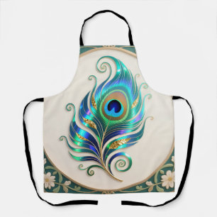 Tablier Plume de paon iridescent Art Nouveau
