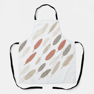 Tablier Plumes Boho Rouille Taupe Motif Diagonal