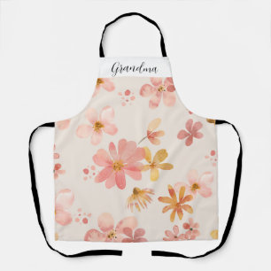 Tablier Plutôt rose Floral Grand-mère personnalisée