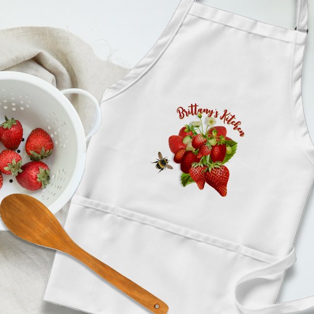 Tablier Poches à bib blanc de fraises Bumblebebe (Créateur téléchargé)