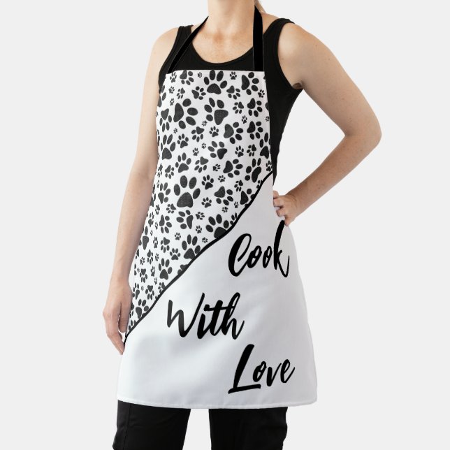 Tablier Poches de chien noir et blanc Polka Dot Apron (Insitu)