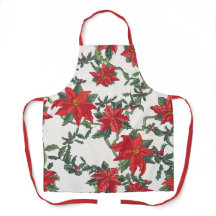 Poinsettia Kitchen Apron Allover