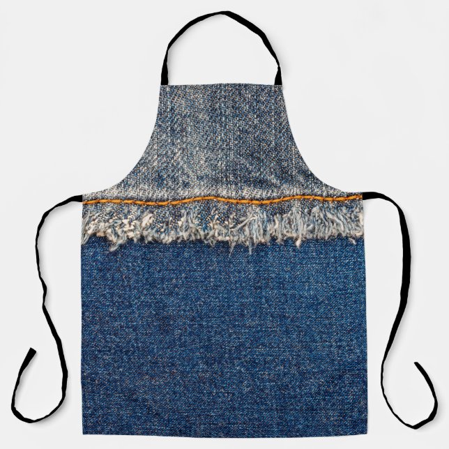 Tablier Pointe droite avec fil orange sur le den blanchi (Recto)