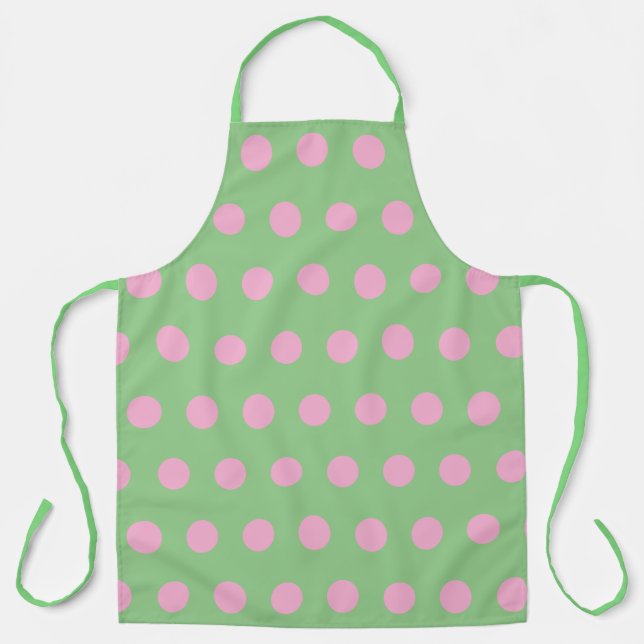 Tablier Pointe Polka (Vert Sage & Rose Pastel) (Recto)