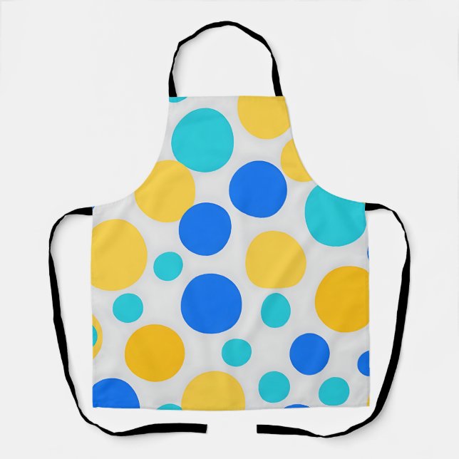 Tablier Points à pois turquoise jaune bleu (Recto)