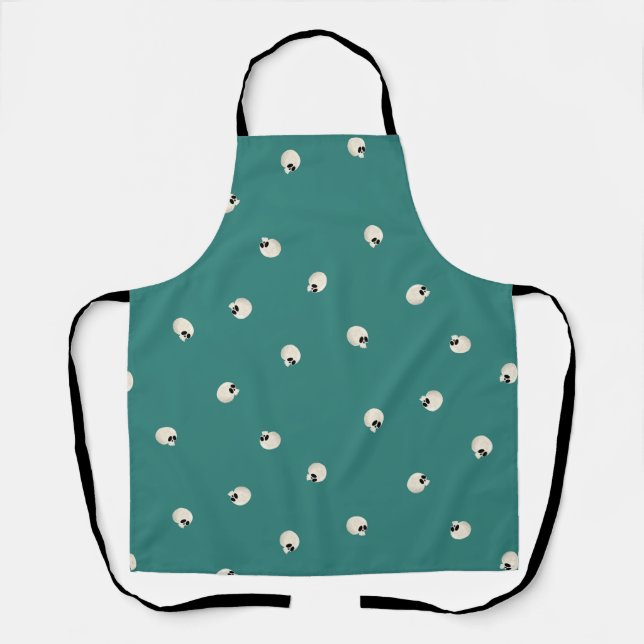 Tablier Points de crâne Kawaii mous aléatoires mi-vert (Recto)