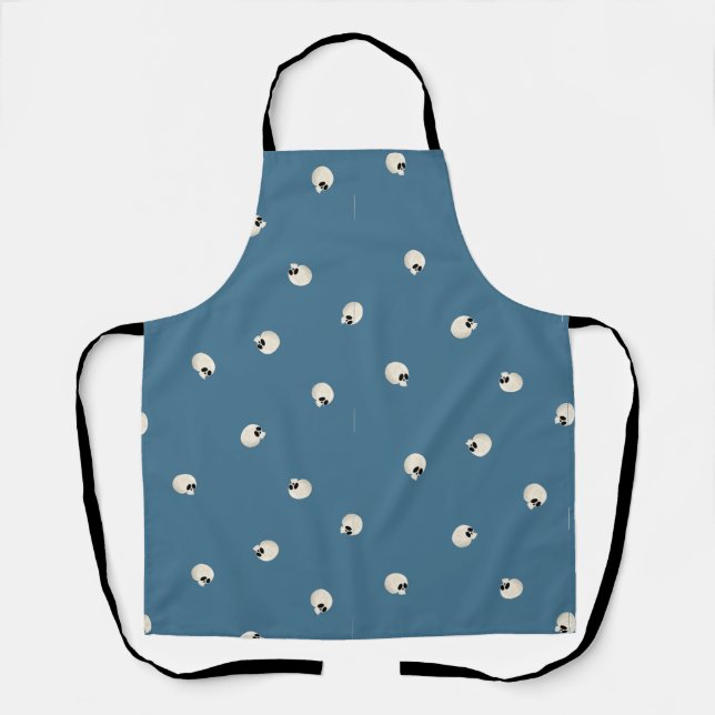 Tablier Points du crâne Kawaii mous aléatoires bleu pâle (Recto)