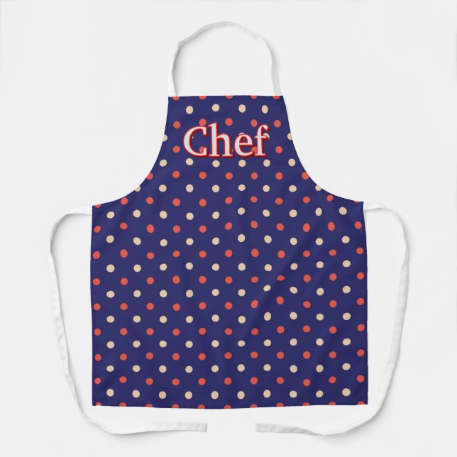 Tablier Points Rouges Blancs Chef Bleu (Recto)