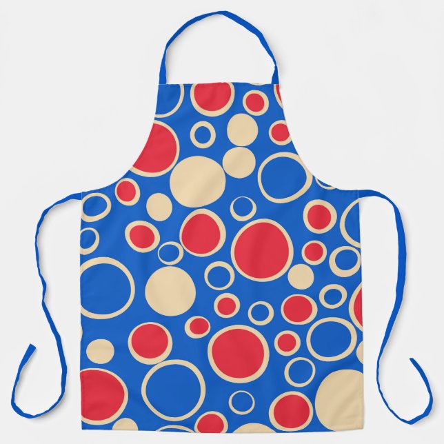 Tablier Points Rouges Et Bleus Sur Bleu  (Recto)