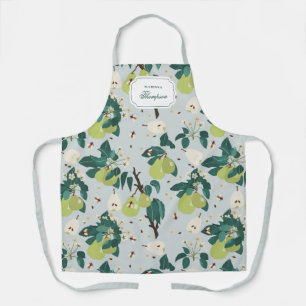 Tablier Poires et abeilles dans un jardin botanique fleuri