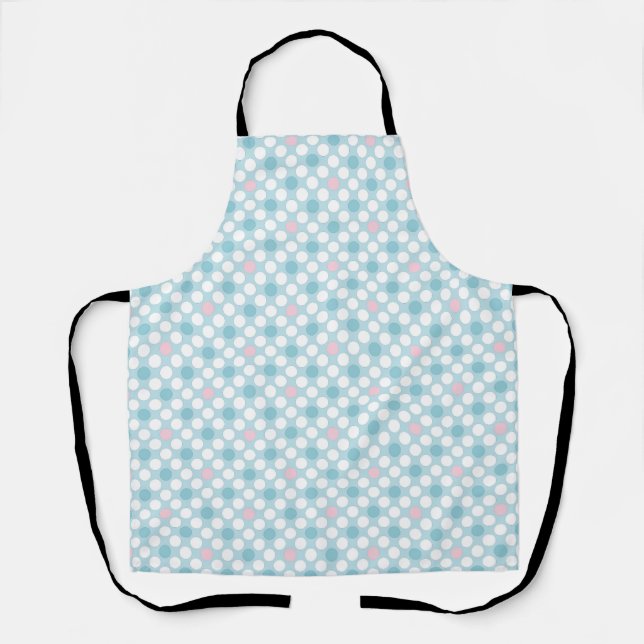 Tablier Pois blanc rose bleu rétro (Recto)
