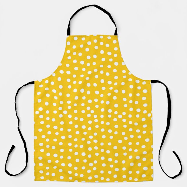 Tablier Pois blancs sur motif jaune transparent (Recto)