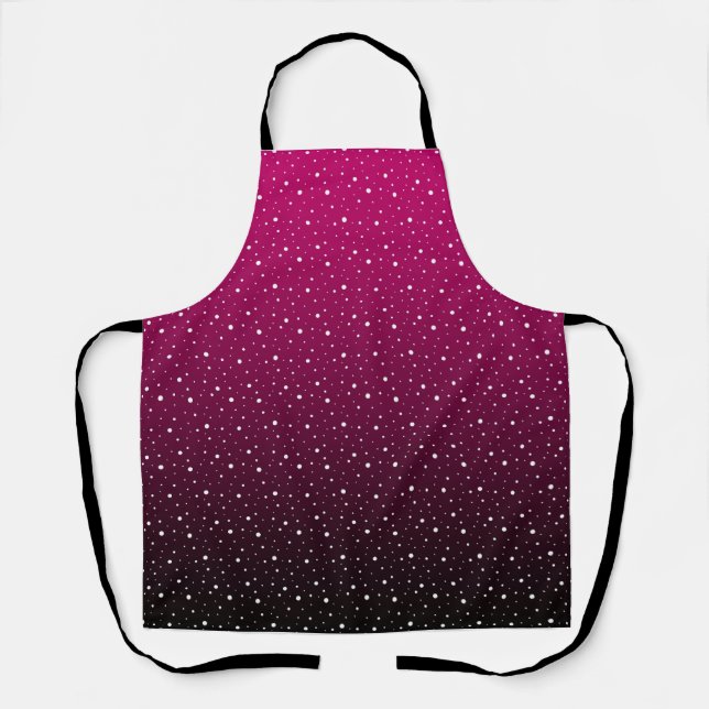 Tablier Pois blancs sur pourpre et dégradé noir. (Recto)