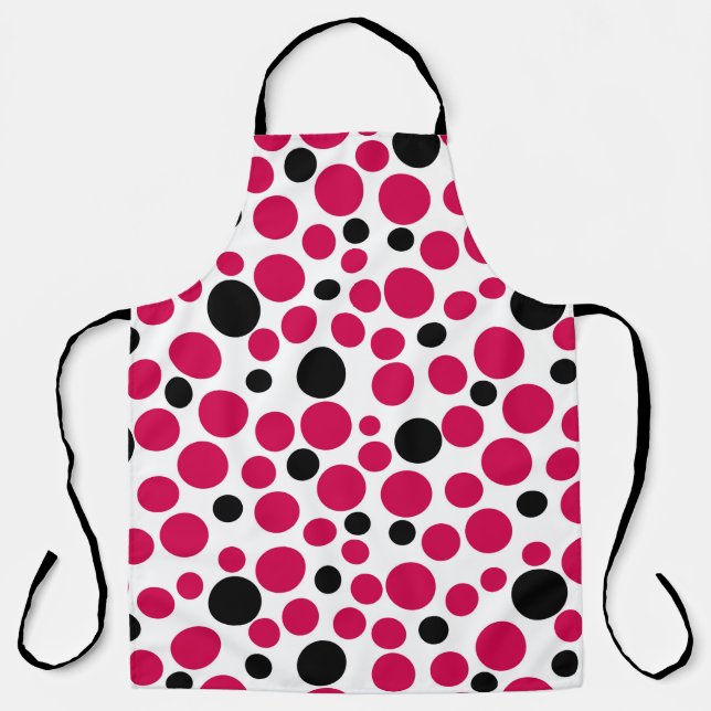 Tablier pois noir rouge rétro sur arrière - plan blanc (Recto)