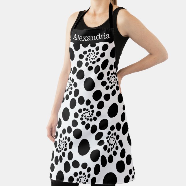 Tablier Pois noirs et blancs Nom moderne Apron (Insitu)