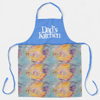 Tablier Poisson coloré Aquarelle Bleu Dads Cuisine Apron