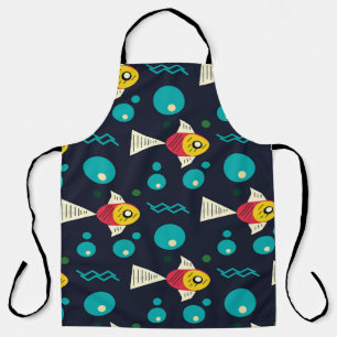 Tablier Poisson coloré avec vagues dans la mer. Géométrie