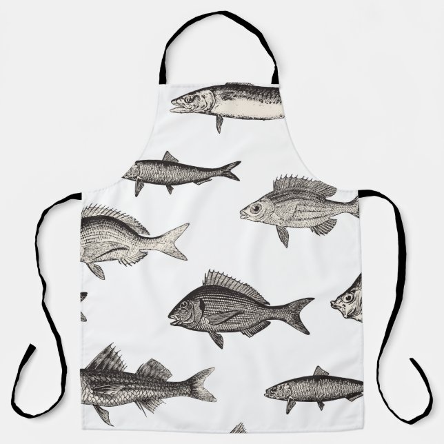 Tablier Poisson vintage sans sourire patternvintage, poiss (Recto)