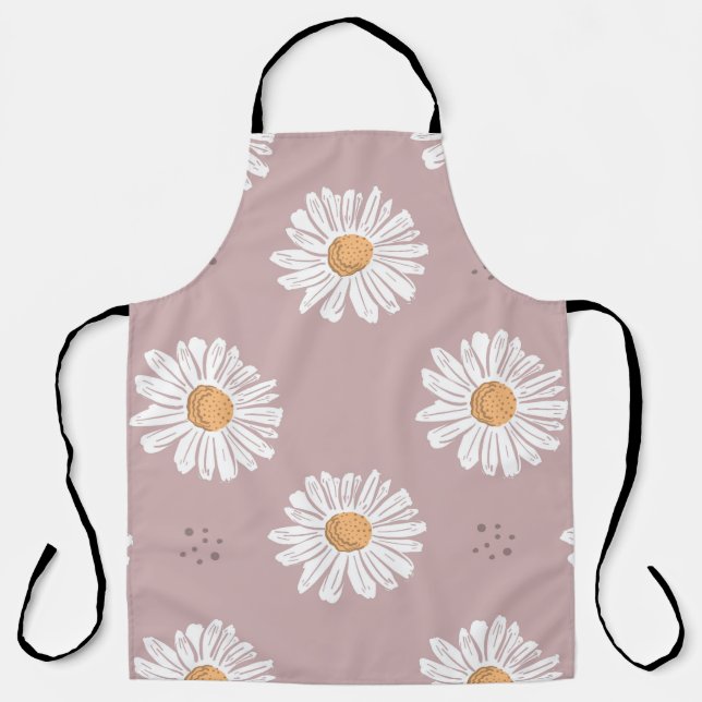 Tablier Poitrine rose : Motif à répétition florale. (Recto)